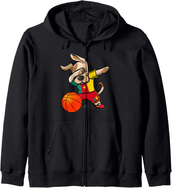 Dabbing Dog Hund Kameruner Basketball - Kamerunische Flagge Kapuzenjacke