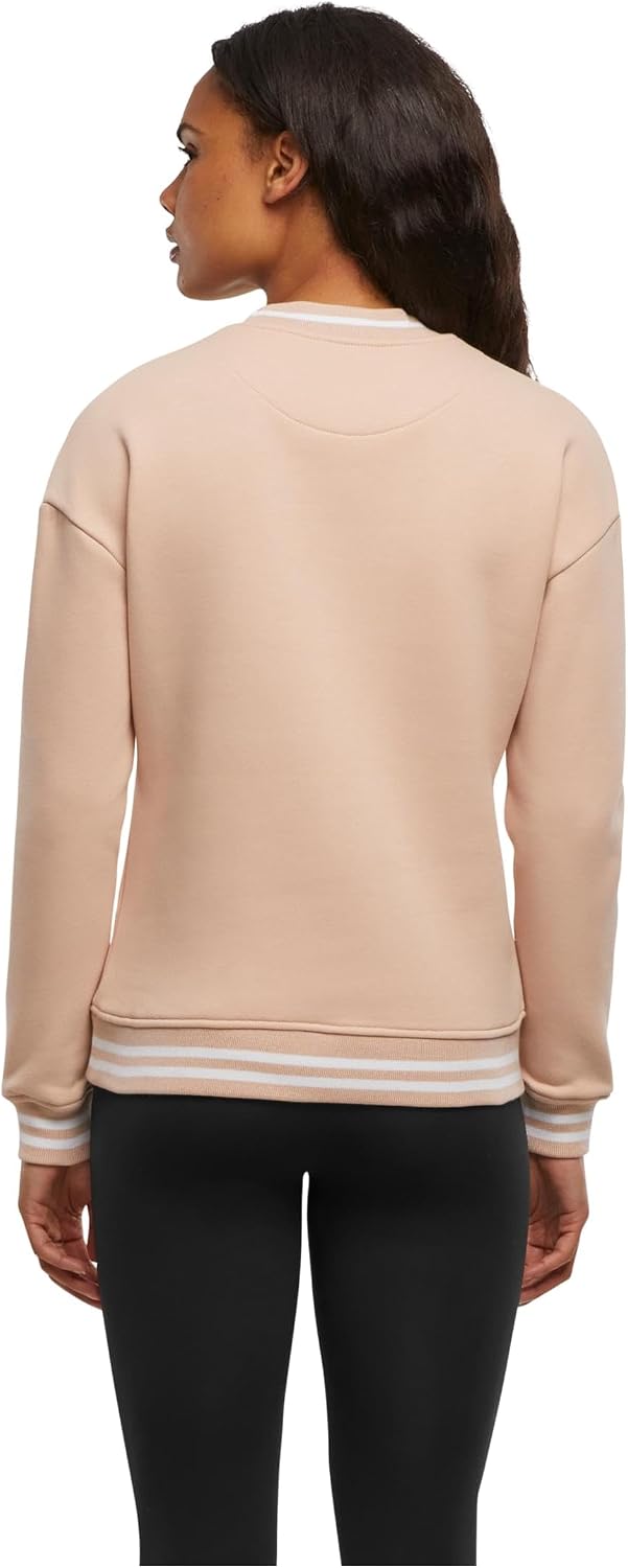 Build Your Brand Damen Sweatshirt Ladies College Crew Pullover, Frauen Sweater mit Streifen an den B