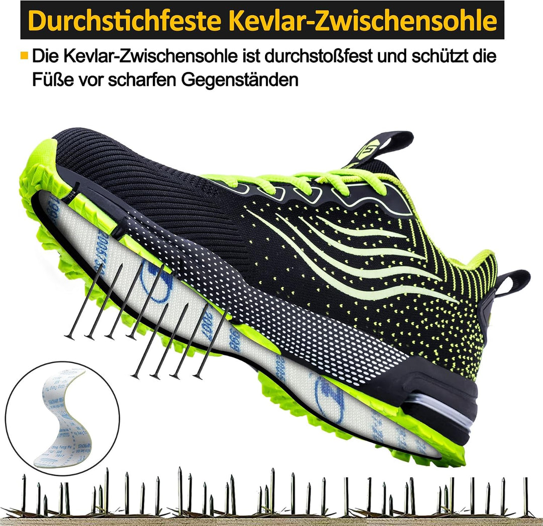 CYKYGGO Arbeitsschuhe Herren Sicherheitsschuhe Damen Leicht Sportlich Stahlkappe mit Dämpfung Stahlk