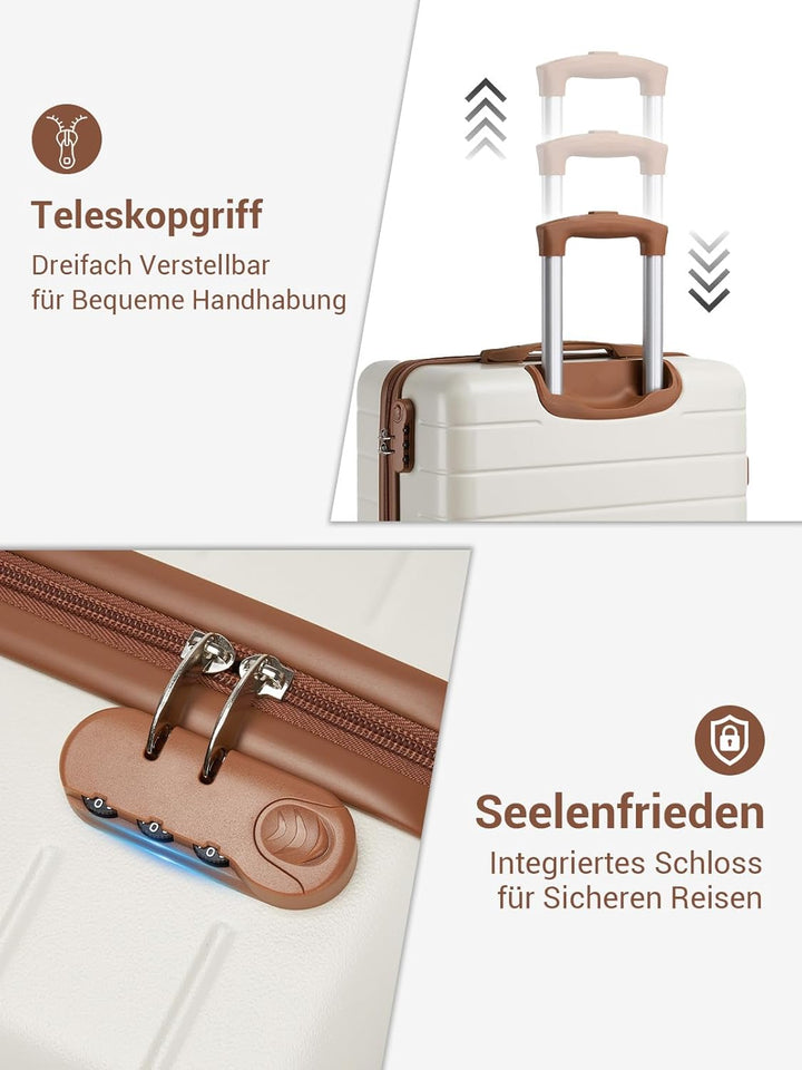Mittelgrosser Koffer L, Hartschalenkoffer aus ABS, Leichter Trolley mit 4 Leisen 360° Doppelrollen,