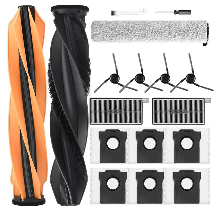 17 Stück Zubehör für Dreame Aqua10 Ultra, 1 Hauptbürste 1 Rollen-Wischtuch, 2 HEPA-Filter, 4 Seitenb