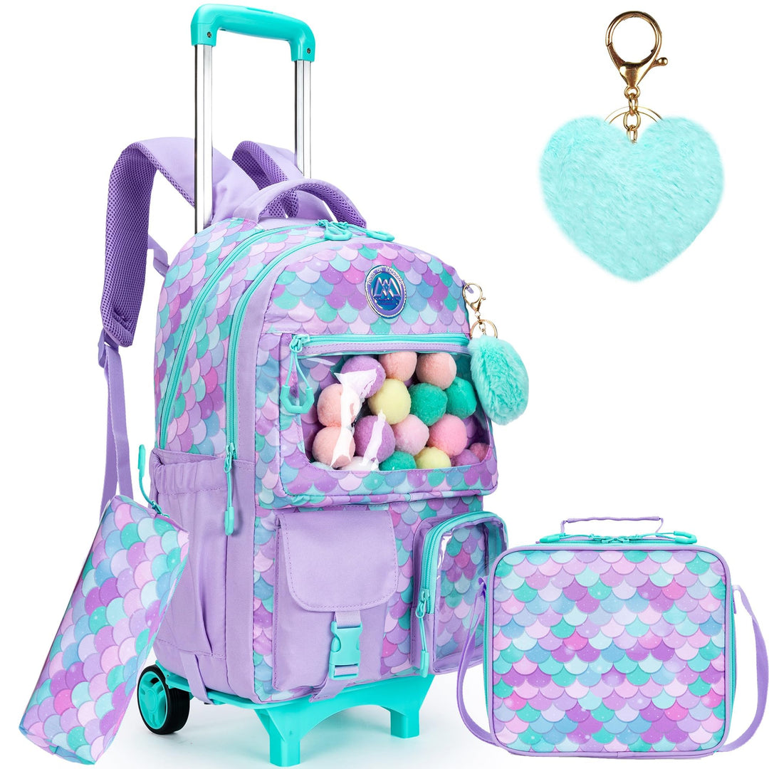 HTgroce 3pcs Kinder Trolley Rucksack Schultasche Schulranzen Mädchen schultrolleys Schulrucksack Rei