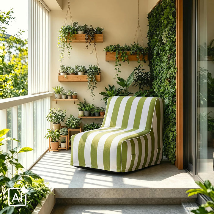Aufblasbarer Sessel mit Fusspumpe, Luftsofa für Garten, Balkon &amp; Terrasse | Wasserfestes Outdoor Sof
