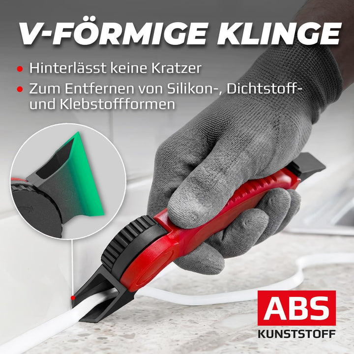 Profi Silikonentferner für Silikonfugen, Acryl und Dichtmasse – ABS-Kunststoff Silikonschaber zum En