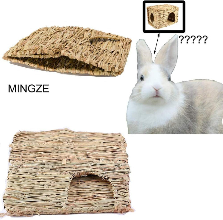 Faltendes Strohhaus, Kaninchengrashaus, für Kaninchen-Meerschweinchen Chinchilla Frettchen, Multi-Ut
