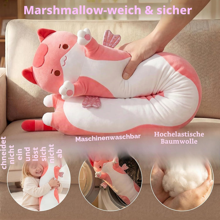 Mewaii 70CM Kuscheltier Kawaii Katzen Plüschkissen Stofftiere Lang Kätzchen Plüschtier Ausgestopftes