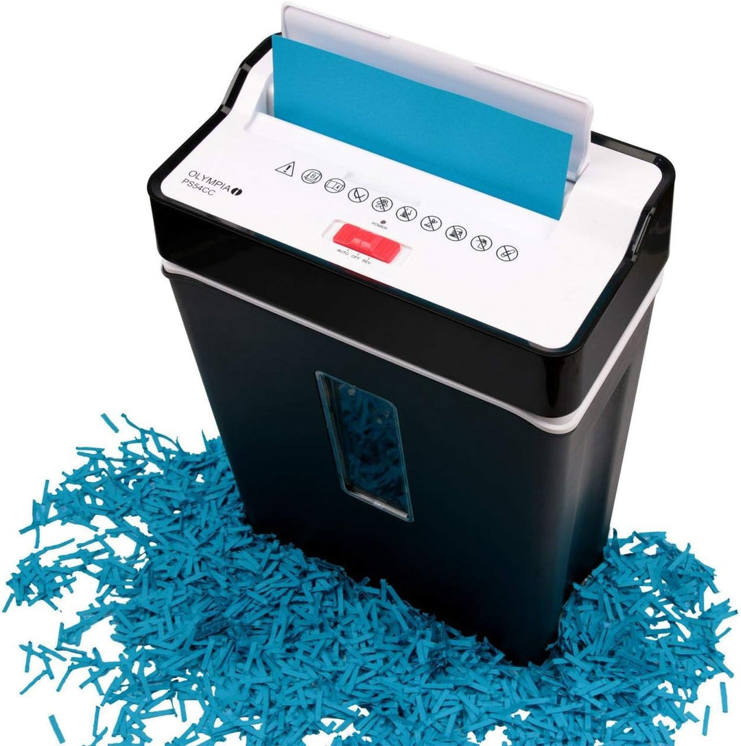 OLYMPIA PS 54CC im Set mit Ölpapier Partikelschnitt Aktenvernichter, Schwarz