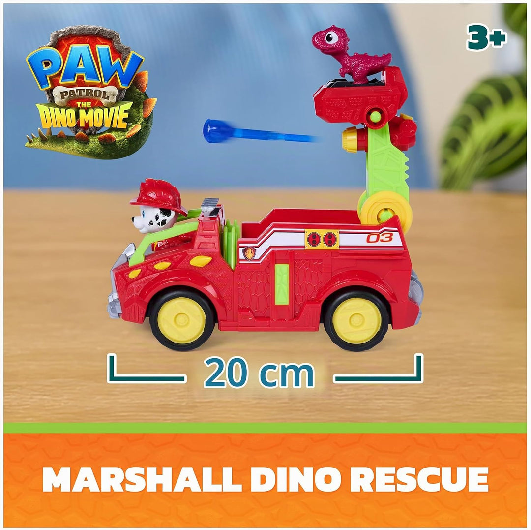 PAW PATROL: Der Dino Film, Marshalls Dino-Feuerwehrauto mit Rettungsleiter &amp; Projektilen, Fahrzeug i