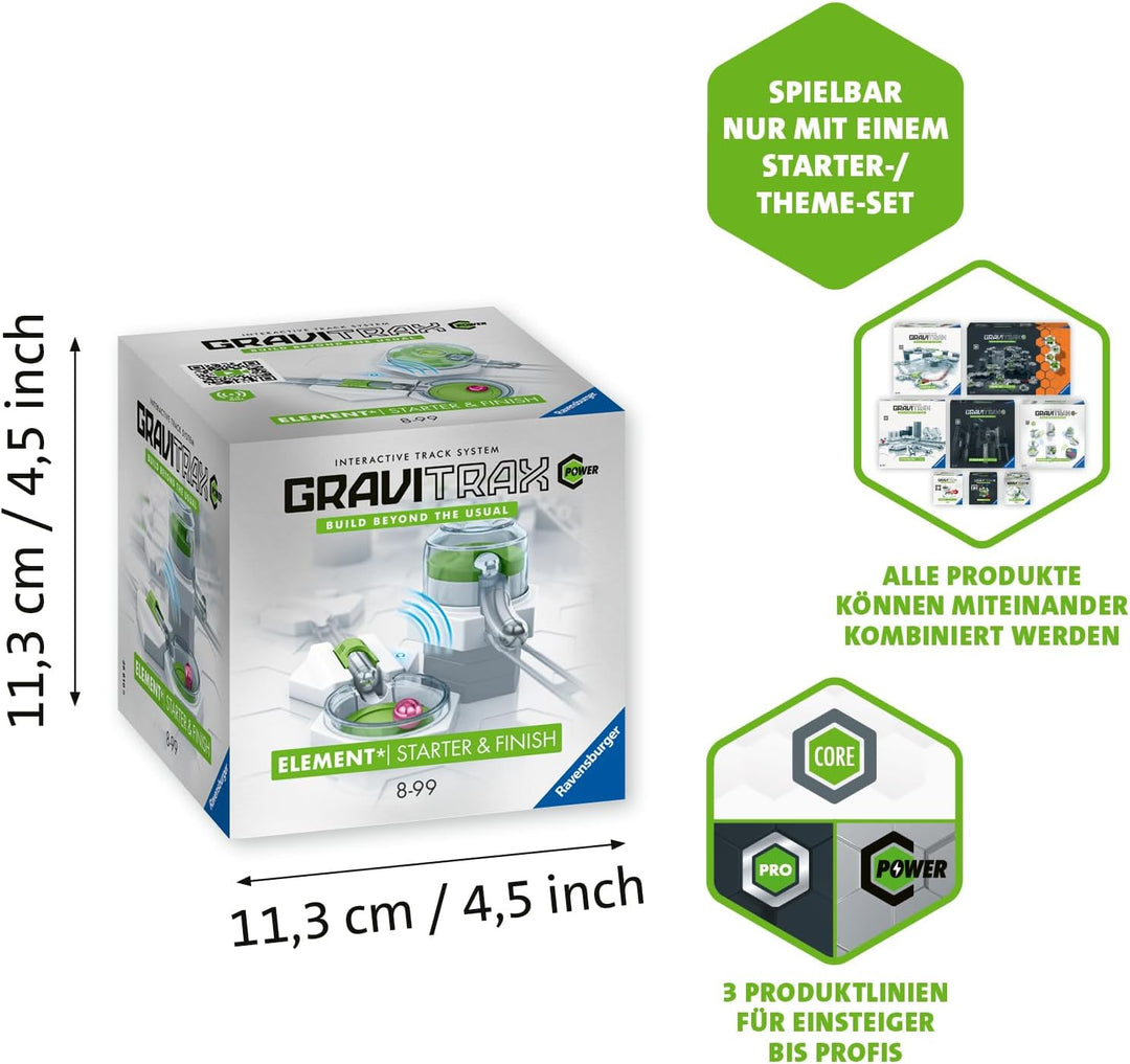 Ravensburger GraviTrax POWER Elemente Starter&Finish. Elektronisches Zubehör für Kugelbahnen für Kin