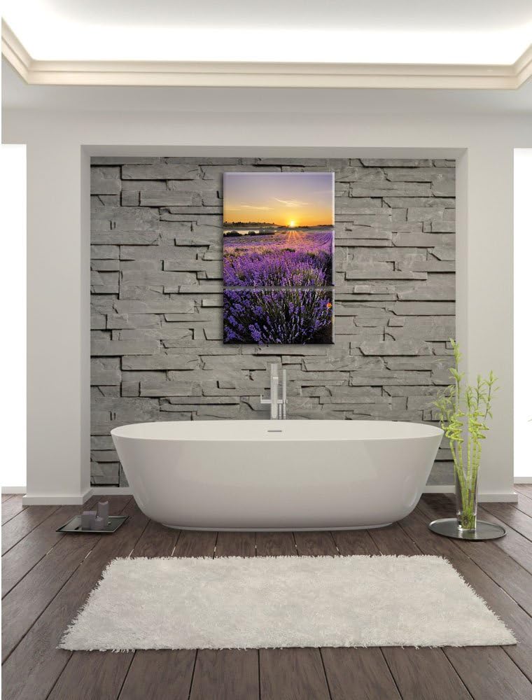 Pixxprint Lavendelfeld in Frankreich als Leinwandbild/Grösse: 3 Teilig (120x80) / Wandbild/Kunstdruc