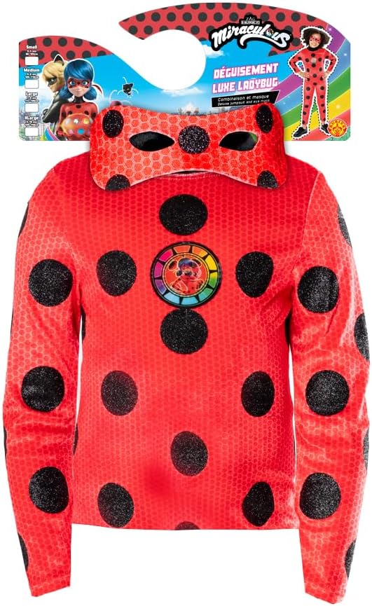 Rubies Miraculous Ladybug Premium-Kostüm für Mädchen, Samt-Jumpsuit mit glitzernden Punkten, Lentiku