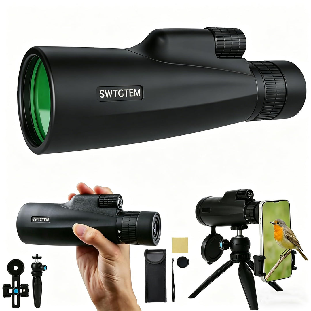 Monokular Teleskop 10-30x50 HD Monokulare Fernrohr mit Smartphone-Halter und Stativ,BAK4-Prisma und