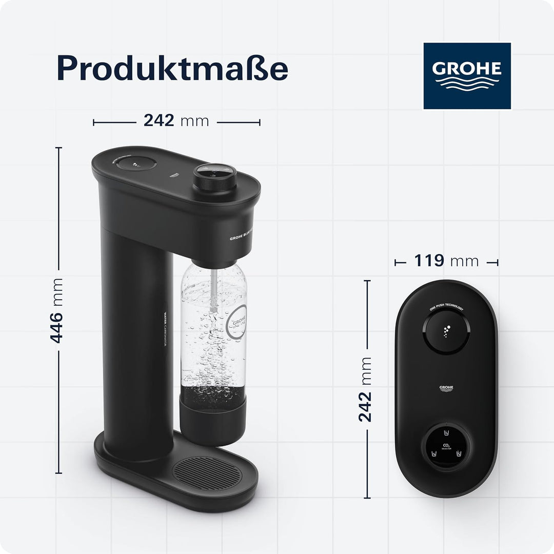 GROHE Blue Fizz - Wassersprudler Starter Set (3 einstellbare CO2 Stufen, ohne CO2 Flasche, 1x 0,85l
