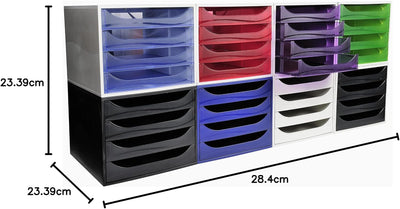 Exacompta 228610D Ablagebox Linicolor mit 4 Schubladen für DIN A4+ Dokumente. Ecobox mit hoher Kapaz