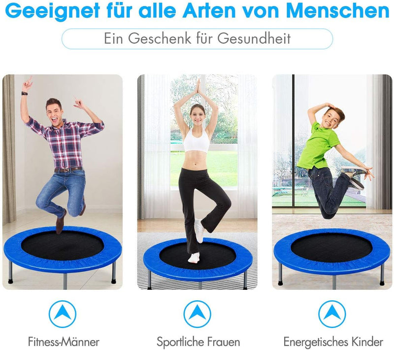 DREAMADE Trampolin aus Stahlrohr, Faltbares Kindertrampolin mit Tragfähigkeit von 150 kg, Fitnesstra