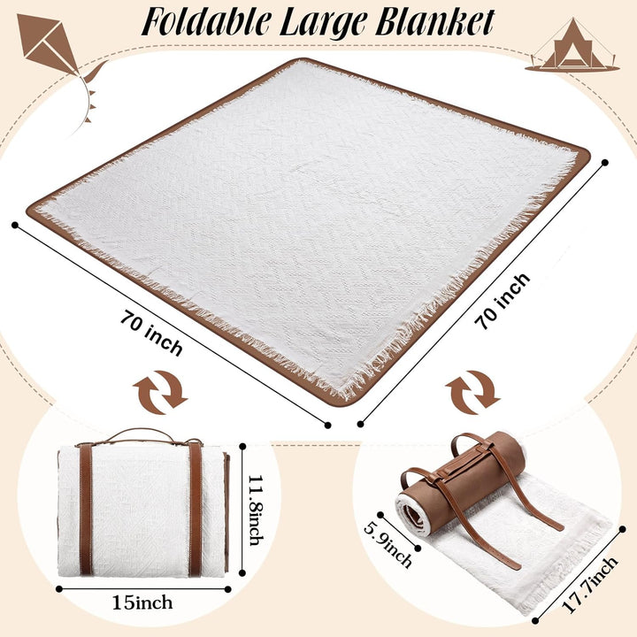 VitalCozy wasserdichte Picknickdecke, Outdoor-Decke, faltbar, 2-in-1, doppellagig, sanddicht, Strand