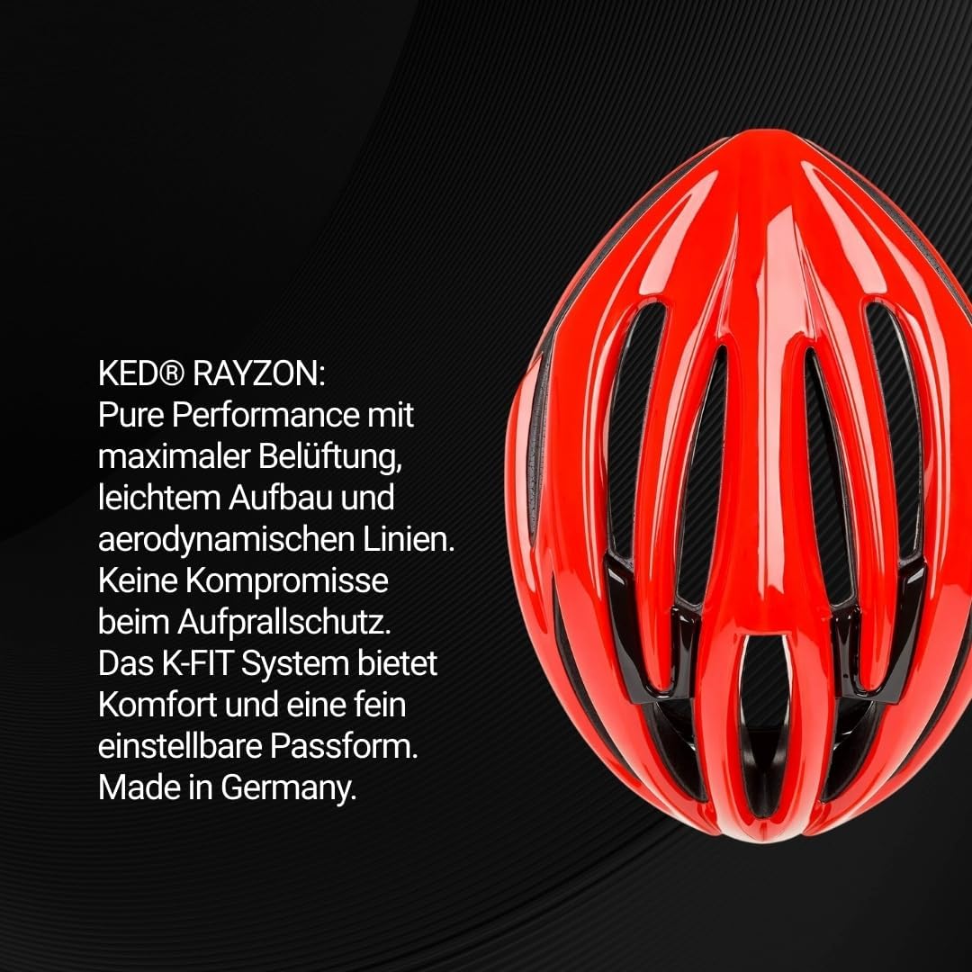 KED Rayzon Rennrad Fahrrad Helm rot 2023 L (57-61cm), L (57-61cm)