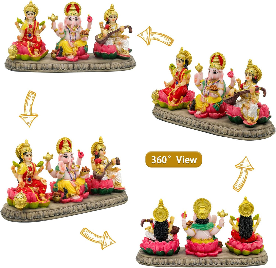 Indien Laxmi Ganesh Saraswati Statue – 9,9 cm H indischer Gott Lakshmi Ganesha Saraswati Idol Figur