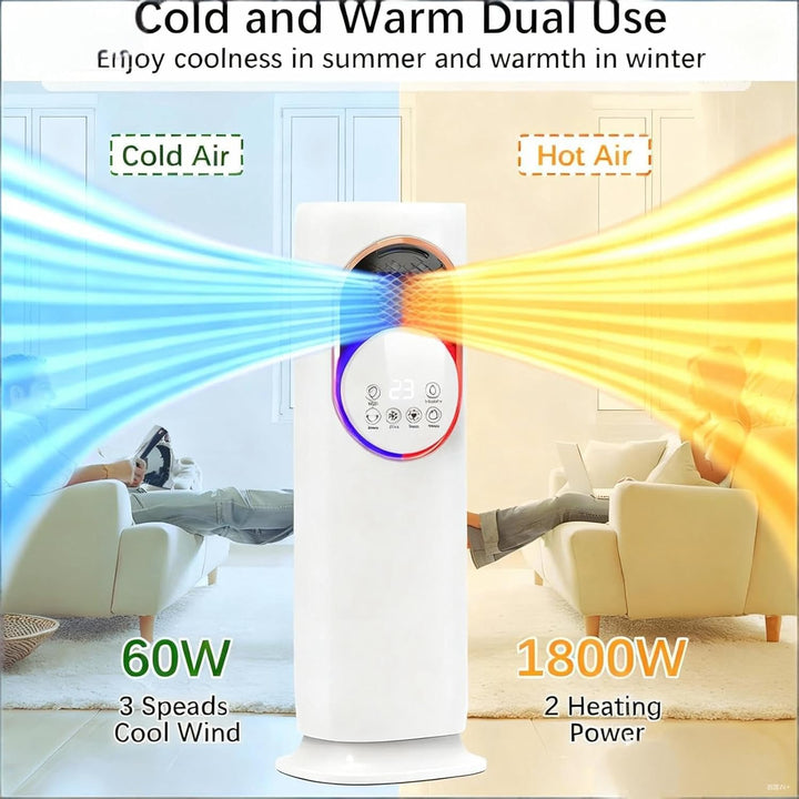 Turmventilator Klimaanlage mit Heizung & Luftbefeuchtung, Flügelloser Heizlüfter mit Fernbedienung,