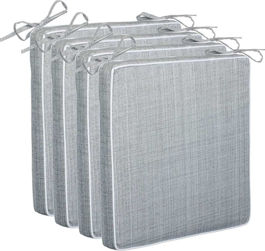 Brandsseller 4er Set Sitzkissen 40x40x4 cm – Wasser- & schmutzabweisende Stuhlkissen mit Bindebänder