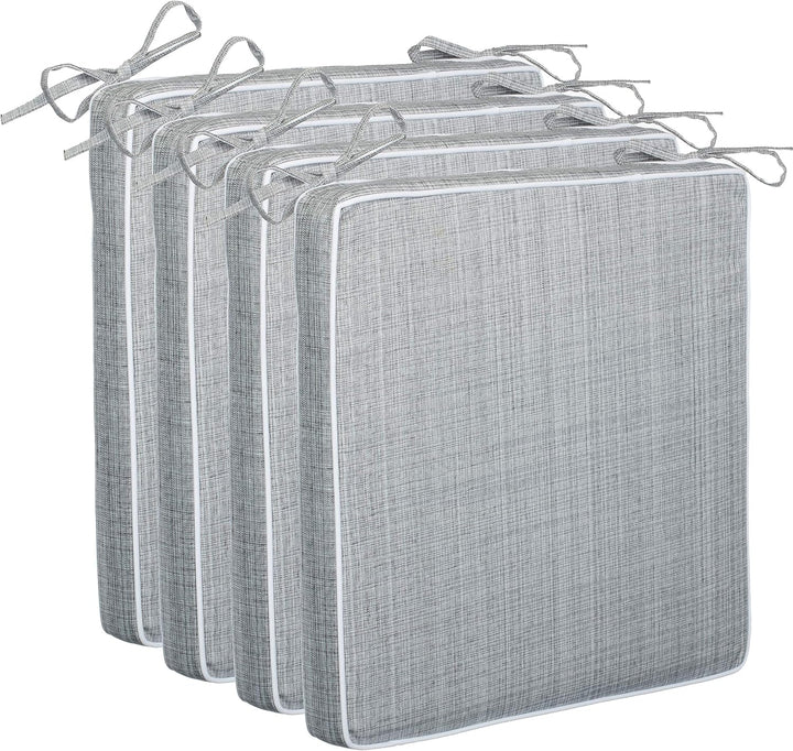 Brandsseller 4er Set Sitzkissen 40x40x4 cm – Wasser- & schmutzabweisende Stuhlkissen mit Bindebänder