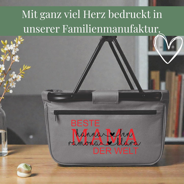 Einkaufskorb Beste Oma der Welt mit Name personalisiert - MAMA, MOM, TANTE, PAPA, OPA Geschenk faltb