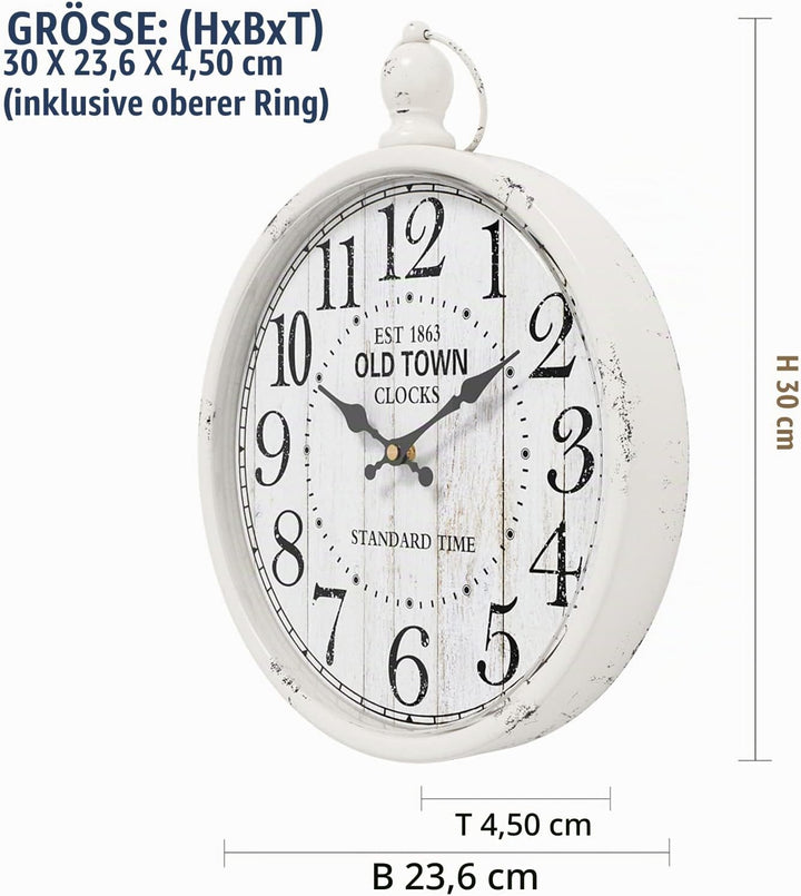 Menterry Europäische Retro-Wanduhr. Altmodisches antikes Design im rustikalen Vintage-Stil. Batterie