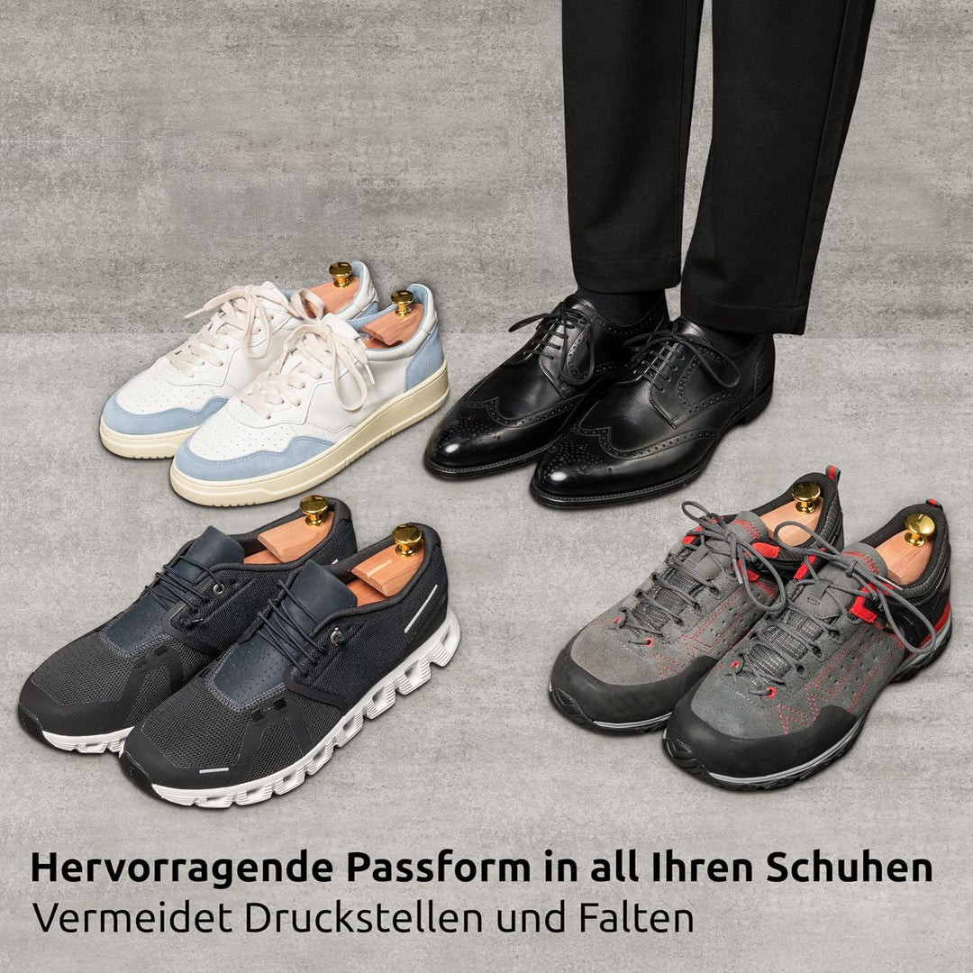 Langer & Messmer Schuhspanner aus Zedernholz für Herren und Damen inkl. Reiseschuhlöffel aus Zedernh