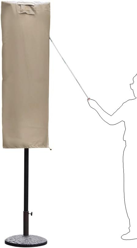 Sekey Schutzhülle für DoppelSonnenschirm, Abdeckhauben für Sonnenschirm Taupe 160×62 cm Taupe, 160×6