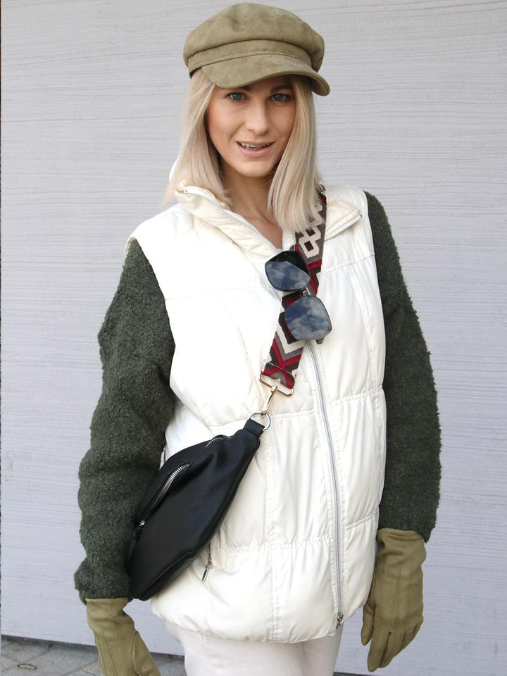 styleBREAKER Damen Halbmond Crossbody Schultertasche, abnehmbarer verstellbarer Schultergurt, Einfar