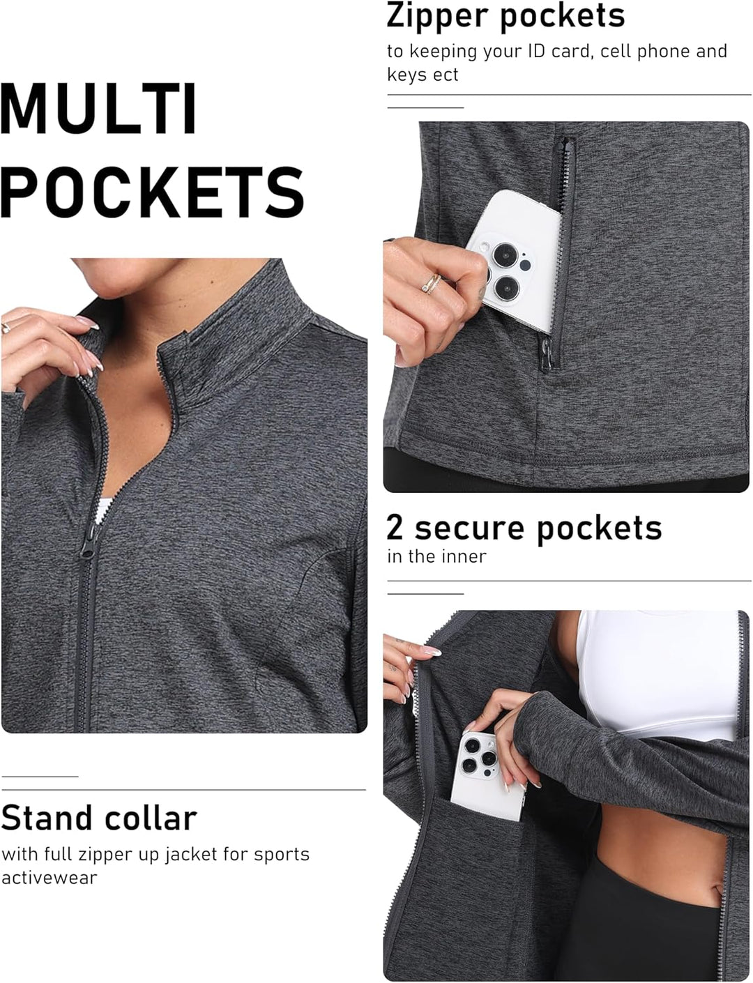 MoFiz Sportjacke Damen Leicht Trainingsjacke Mikrofleece Sweatjacke Wandershirt mit Reissverschluss