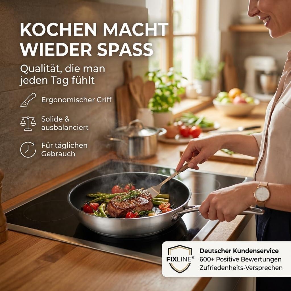 FIXLINE® BLACK FOREST Bratpfanne 28cm - robuste Antihaftbeschichtung - hoher Rand 6,5cm - alle Herda