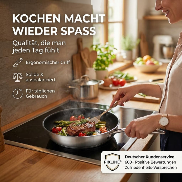 FIXLINE® BLACK FOREST Bratpfanne 28cm - robuste Antihaftbeschichtung - hoher Rand 6,5cm - alle Herda