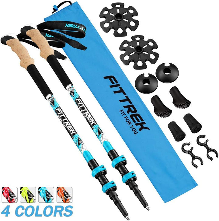 FitTrek Wanderstöcke - Trekkingstöcke Kork - Walking Stöcke Teleskop - Nordic Walking Stock Verstell