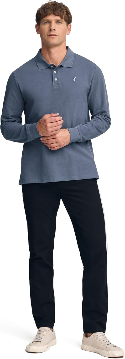 Polo Club Herren Poloshirt Kurzarm Regular Fit Baumwolle Männer Polohemd Longsleeve, Blau Denim