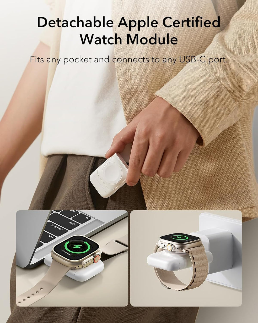 ESR 3 in 1 Ladestation Apple Watch und iPhone, 15W Zertifiziert MagSafe Ladestation mit Apple Watch-