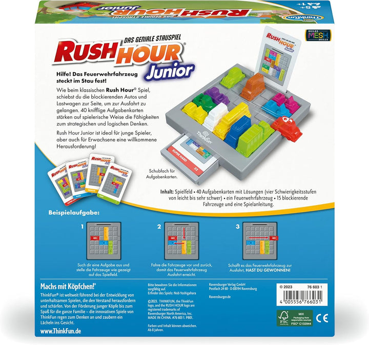 ThinkFun 76603 - Rush Hour Junior - Das bekannte Logikspiel für Kinder ab 5 Jahren. Das Stauspiel fü