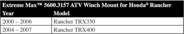 Extreme Max 5600.3157 ATV Windenhalterung für Select Honda Ranchers