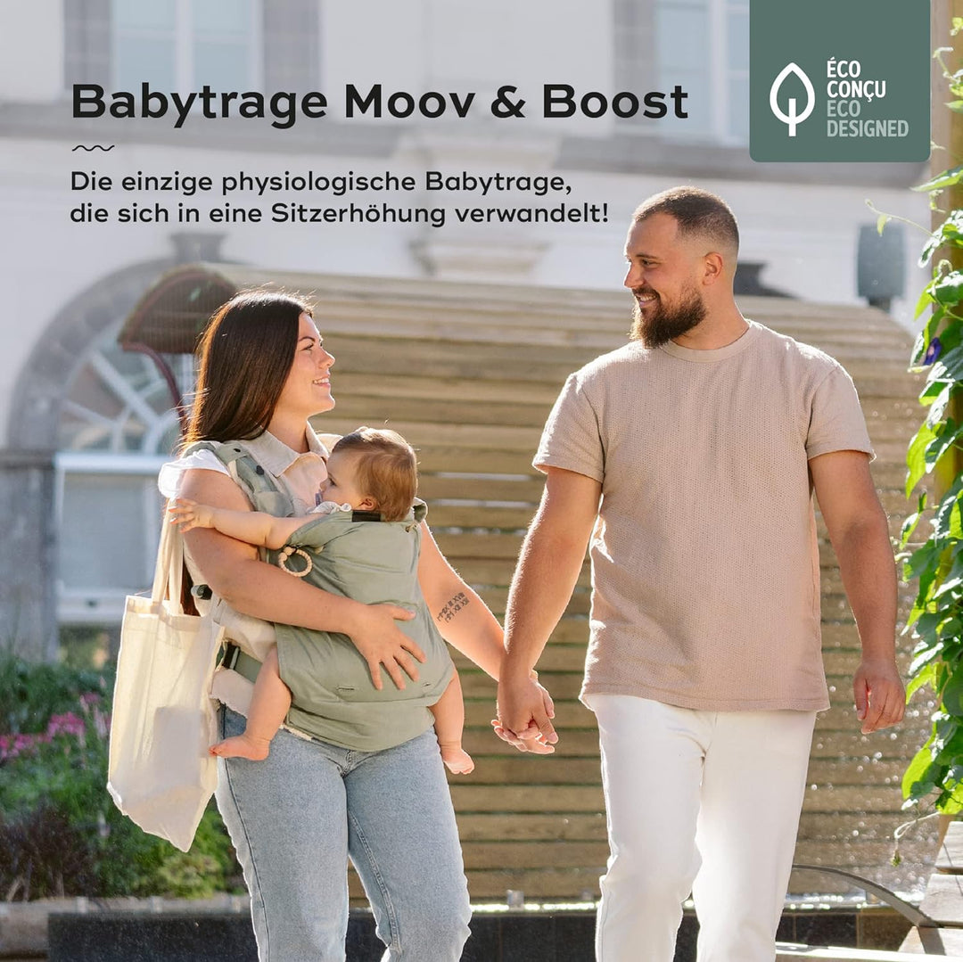 Babymoov Babytrage Moov & Boost Sage green - ergonomisch, für Babys und Kleinkinder, bis 20 kg Sage
