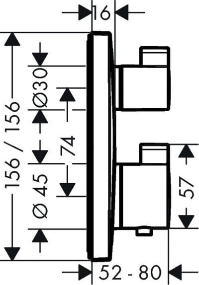 hansgrohe Unterputz Theromstat Ecostat Square, für 2 Funktionen, Mattweiss, Mattweiss