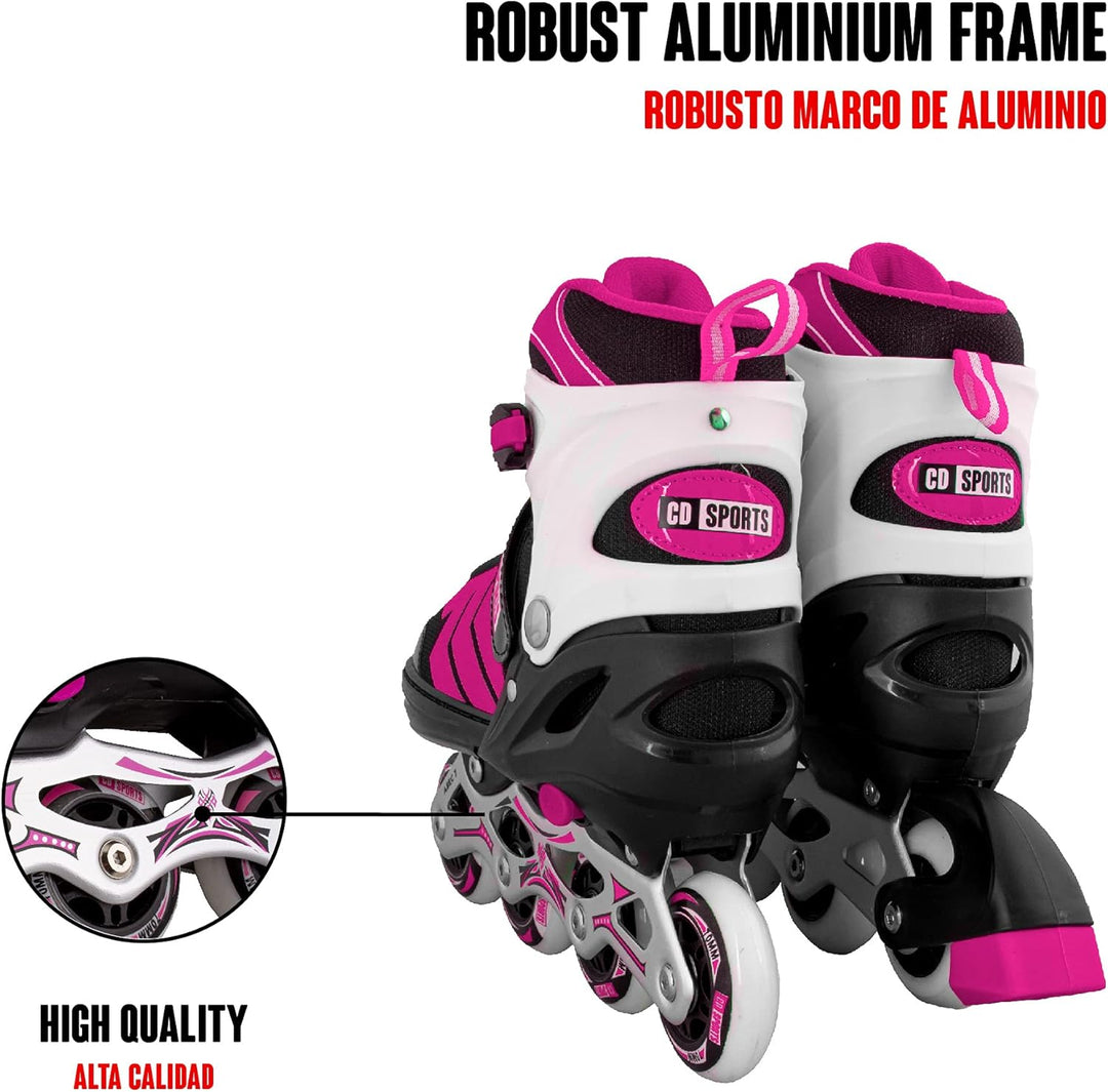 Calma Dragon Inline-Skates, grössenverstellbar, Profi-Skates für Erwachsene und Kinder, 4 Rollen, Sc