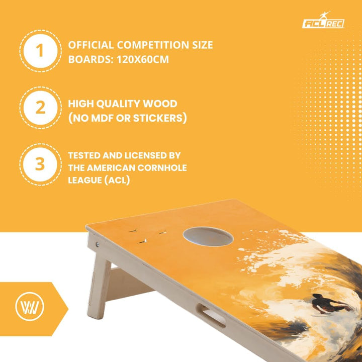 Cornhole Set – 120 x 60 cm - Sackloch Spiel – Wicked Wood – offiziell ACL-lizensiertes Set of Boards