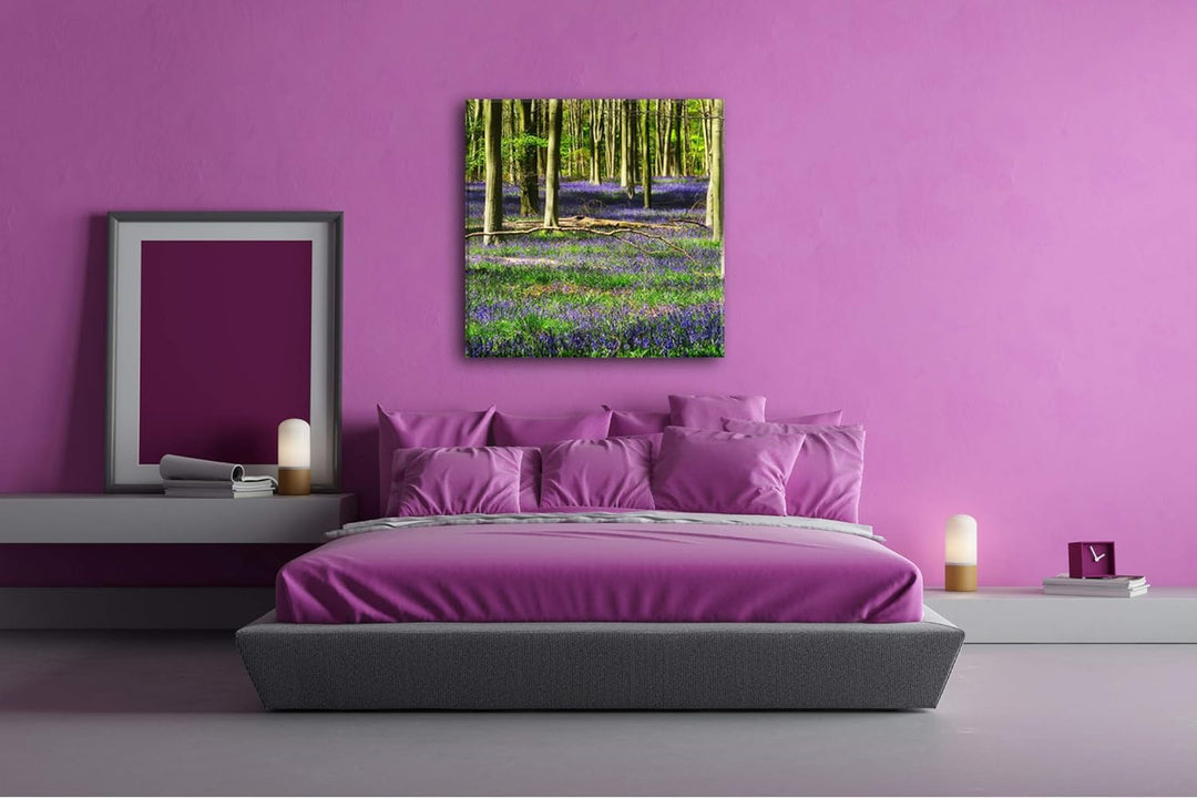 deyoli Lavendel Blumen im Wald Format: 70x70 als Leinwand, Motiv fertig gerahmt auf Echtholzrahmen,