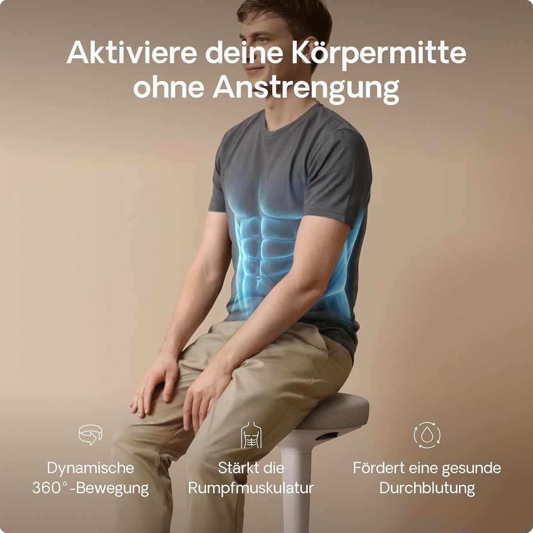 Desktronic Ergonomischer Stehhocker höhenverstellbar (57–82 cm) – Wackelhocker 37 cm Durchmesser, 36