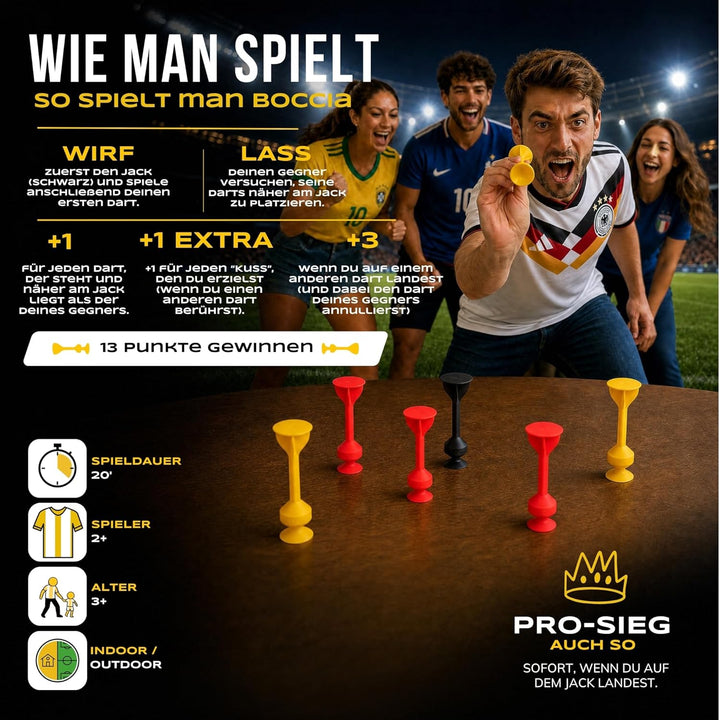 TOSSIT Spiel Saugnapf Darts, Indoor Outdoor Drinnen Draussen, Boccia, Petanque, Wurfspiel, Nachhalti