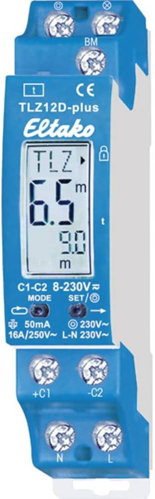 Eltako TLZ12D-plus Digital Einstellbarer Treppenlicht-Zeitschalter, grau, 10x2x5 cm