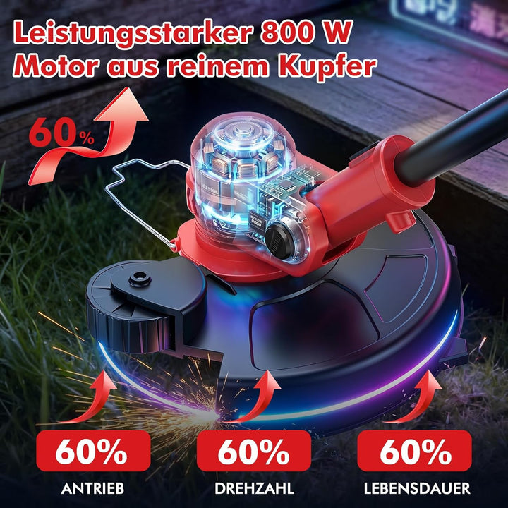 Rasentrimmer mit 2 x Akkus 1500mAh und Ladegerät, 2-in-1 21V Trimmen &amp; Kanten Trimmer, 12 Zoll Freis