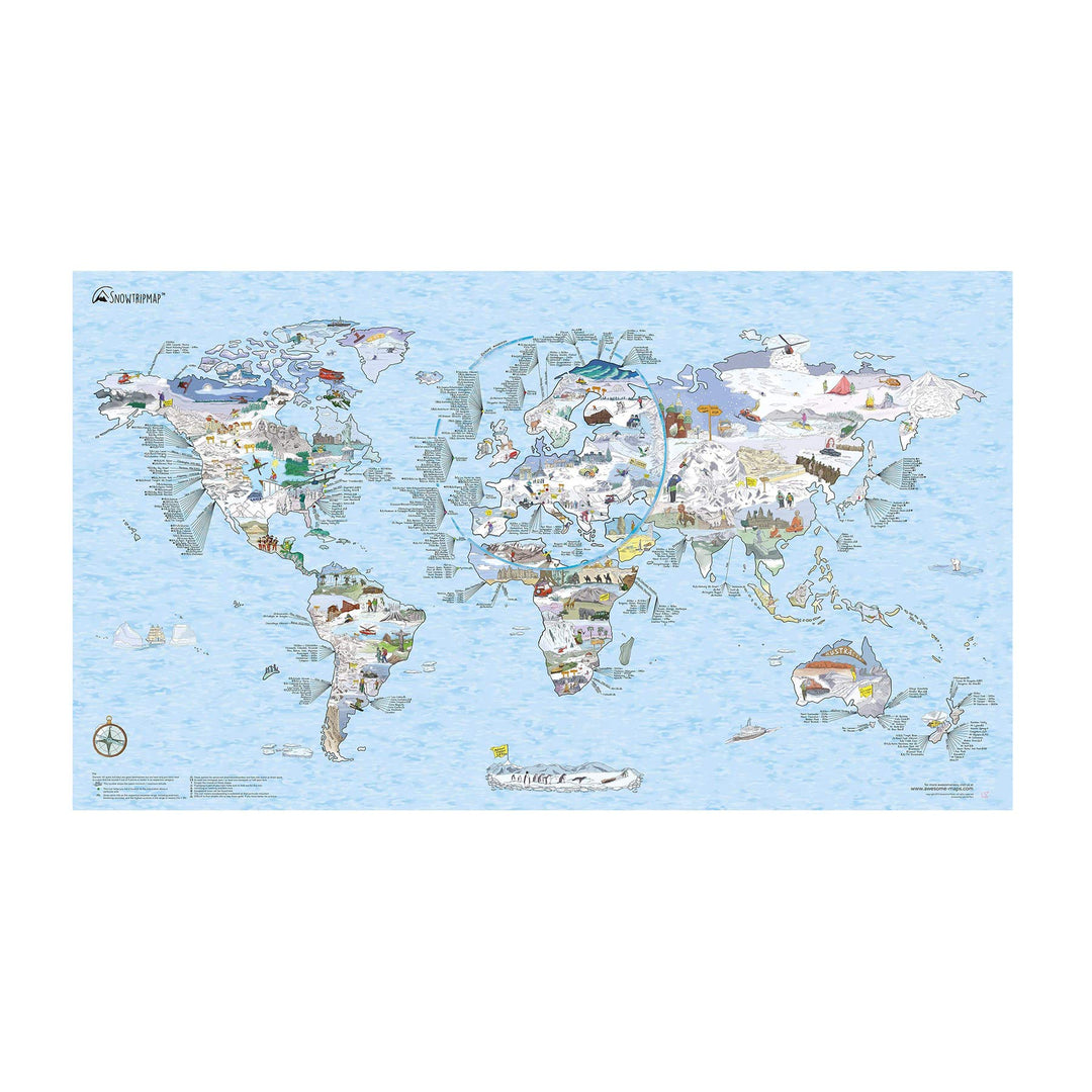 Wintersport Weltkarte | AWESOME MAPS | Entdecke die 400 Prächtigsten Peaks & Pisten der Welt - 97,5