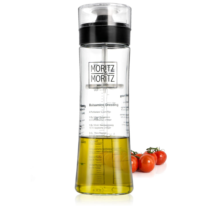 Moritz & Moritz 2-tlg. Set: Dressingshaker 500 ml + Salatbesteck – Salatdressing Shaker Glas mit Ska