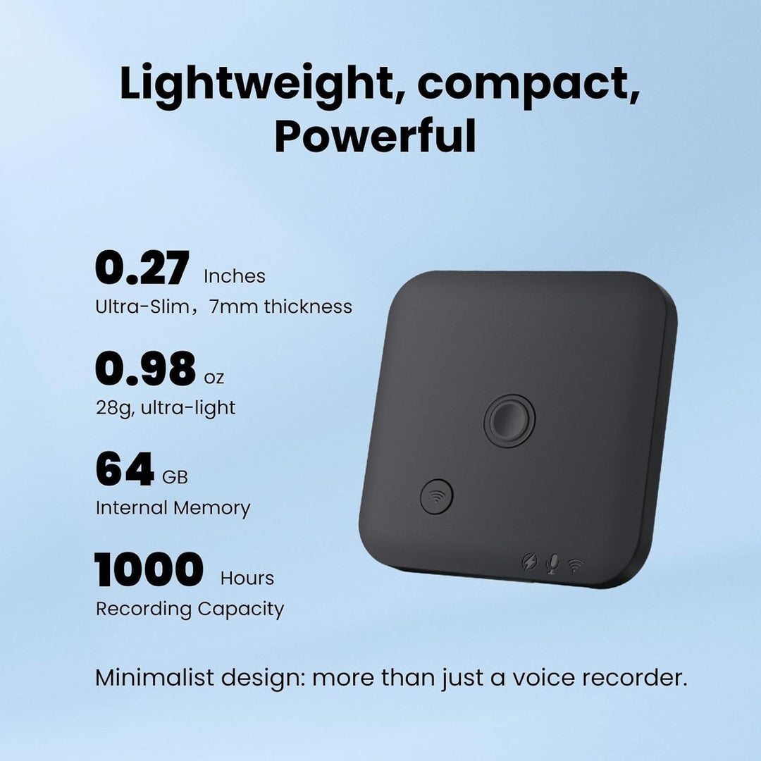 KI Digitales Diktiergerät, 64GB Magnet Mini Aufnahmegerä mit ChatGPT 4o vom Transkribieren und Zusam